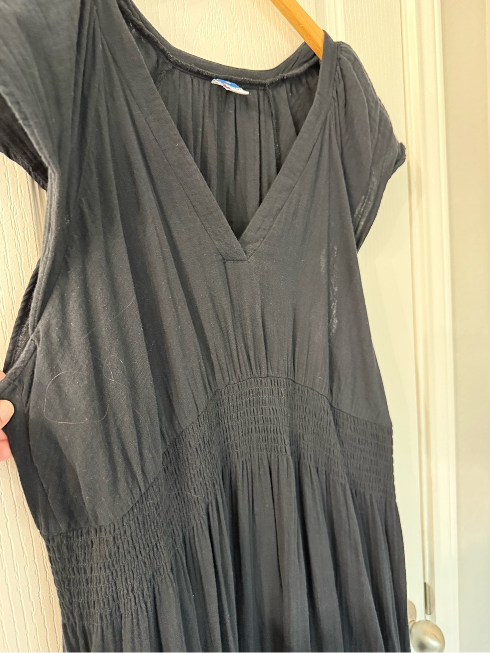 Old Navy Black V-Neck Maxi Dress with Cap Sleeves - Picture 3 of 4